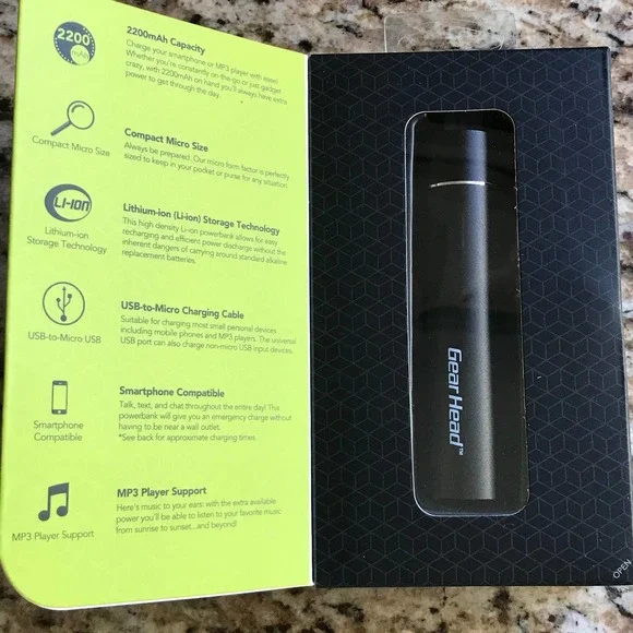 Gear head Micro Mobile Powerbank with Charging Cable NEW - Picture 4 of 7